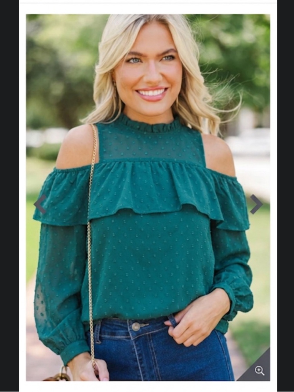NWT Cold Shoulder Ruffle Blouse Top Shirt. Teal. Medium.